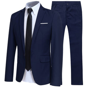 New Men's Suit Two-piece Suit Business Slim Casual Suit Male Youth Groom Wedding Suit Large Size 3XL 4XL 5XL