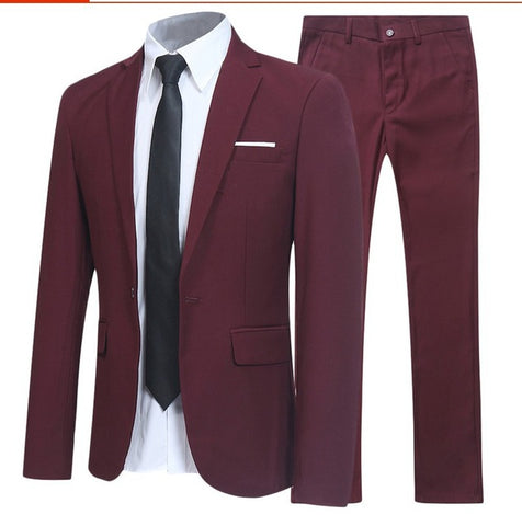 New Men's Suit Two-piece Suit Business Slim Casual Suit Male Youth Groom Wedding Suit Large Size 3XL 4XL 5XL