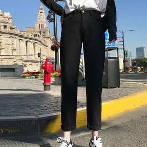 Jeans For Women High Waist Cotton White Harem Mom Jeans Spring 2019 New Plus Size Black Women Jeans Denim Pants Beige Blue