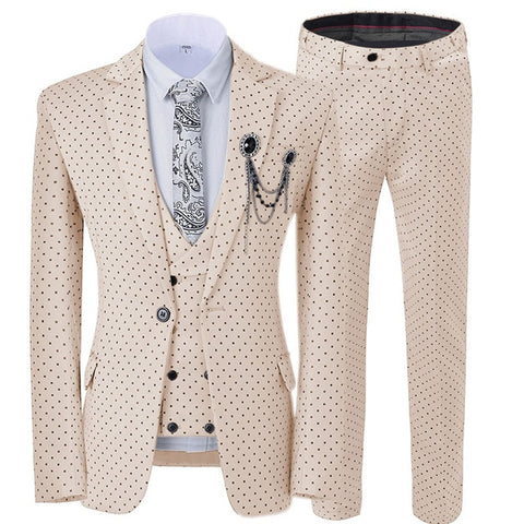 2019 Men's Poika dot Suit 3-Pieces latest coat pant designs Notch Lapel Tuxedos Groomsmen For Wedding/party(Blazer+vest+Pants)