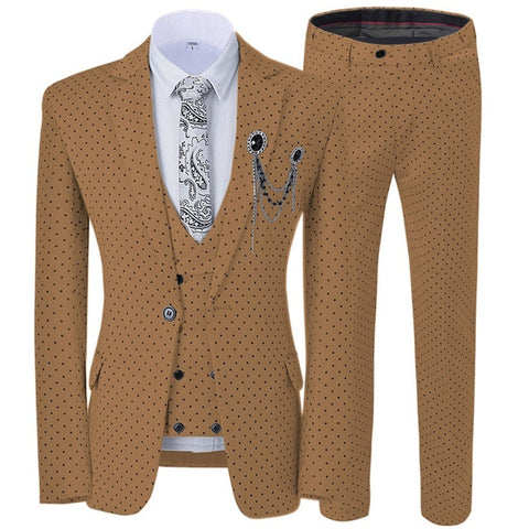 2019 Men's Poika dot Suit 3-Pieces latest coat pant designs Notch Lapel Tuxedos Groomsmen For Wedding/party(Blazer+vest+Pants)