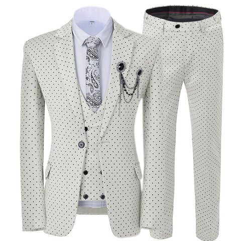 2019 Men's Poika dot Suit 3-Pieces latest coat pant designs Notch Lapel Tuxedos Groomsmen For Wedding/party(Blazer+vest+Pants)