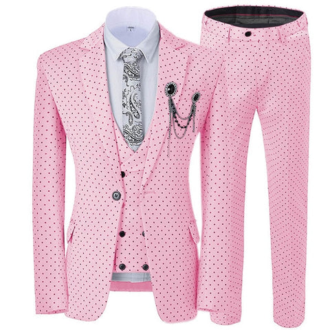 2019 Men's Poika dot Suit 3-Pieces latest coat pant designs Notch Lapel Tuxedos Groomsmen For Wedding/party(Blazer+vest+Pants)