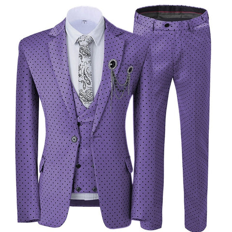 2019 Men's Poika dot Suit 3-Pieces latest coat pant designs Notch Lapel Tuxedos Groomsmen For Wedding/party(Blazer+vest+Pants)