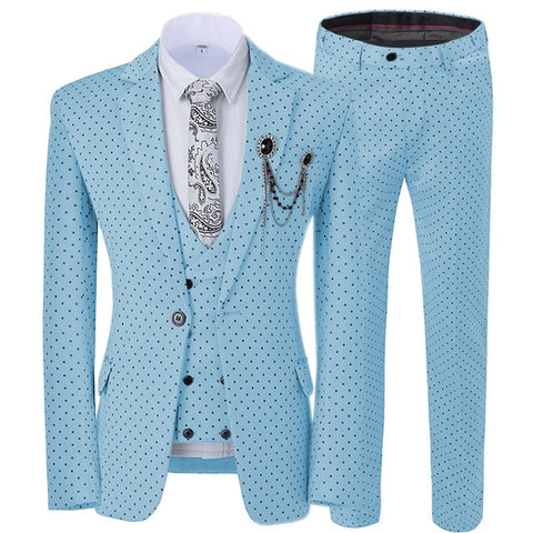2019 Men's Poika dot Suit 3-Pieces latest coat pant designs Notch Lapel Tuxedos Groomsmen For Wedding/party(Blazer+vest+Pants)