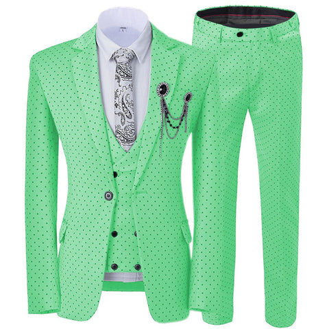 2019 Men's Poika dot Suit 3-Pieces latest coat pant designs Notch Lapel Tuxedos Groomsmen For Wedding/party(Blazer+vest+Pants)