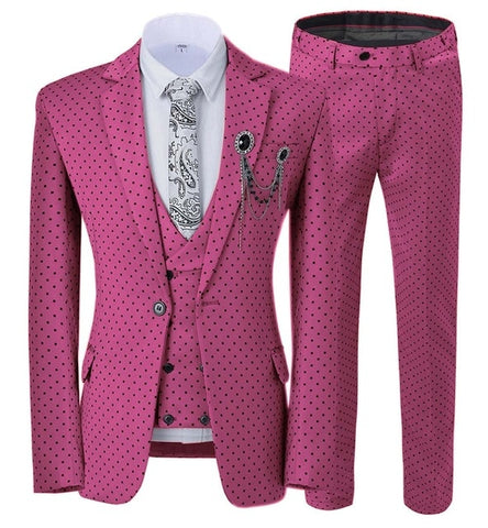 2019 Men's Poika dot Suit 3-Pieces latest coat pant designs Notch Lapel Tuxedos Groomsmen For Wedding/party(Blazer+vest+Pants)
