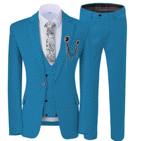 2019 Men's Poika dot Suit 3-Pieces latest coat pant designs Notch Lapel Tuxedos Groomsmen For Wedding/party(Blazer+vest+Pants)