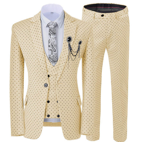 2019 Men's Poika dot Suit 3-Pieces latest coat pant designs Notch Lapel Tuxedos Groomsmen For Wedding/party(Blazer+vest+Pants)