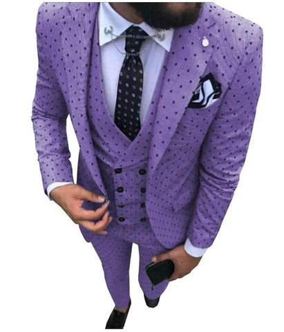 Mens suits Wave point Three Pieces Men Dress Suits Casual Commuter office business suits For Wedding(Blazer+Vest+Pants)