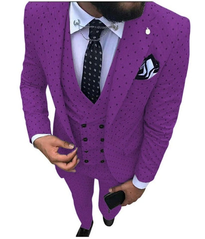 2019 Men's Poika dot Suit 3-Pieces latest coat pant designs Notch Lapel Tuxedos Groomsmen For Wedding/party(Blazer+vest+Pants)