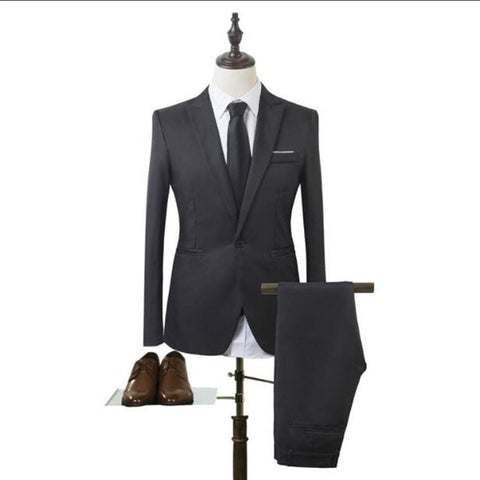 New Fashion Men's Suit Suit Groom Solid Color Wedding Dress White-collar Work Dress Jacket + Pants Suit Casual Suit