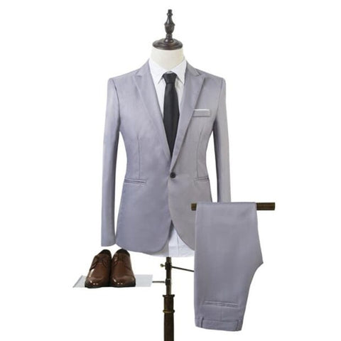 New Fashion Men's Suit Suit Groom Solid Color Wedding Dress White-collar Work Dress Jacket + Pants Suit Casual Suit