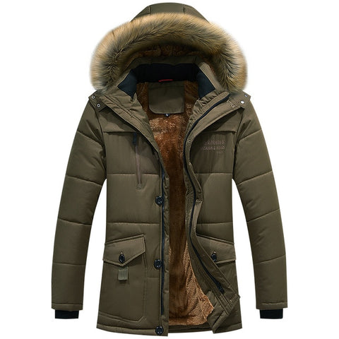 Winter Jacket Men Plus Size 6XL 7XL 8XL Thick Warm Parka Fleece Fur Hooded Casual Jacket Coat Pockets Windbreaker Outwear ,GA488
