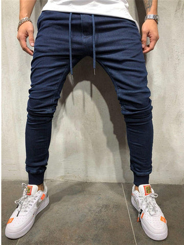 Mens Skinny Jeans Slim Fit Ripped Jeans Big and Tall Stretch Blue Jeans for Men Distressed Elastic Waist M-4XL