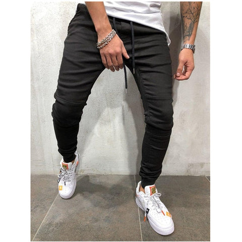 Mens Skinny Jeans Slim Fit Ripped Jeans Big and Tall Stretch Blue Jeans for Men Distressed Elastic Waist M-4XL