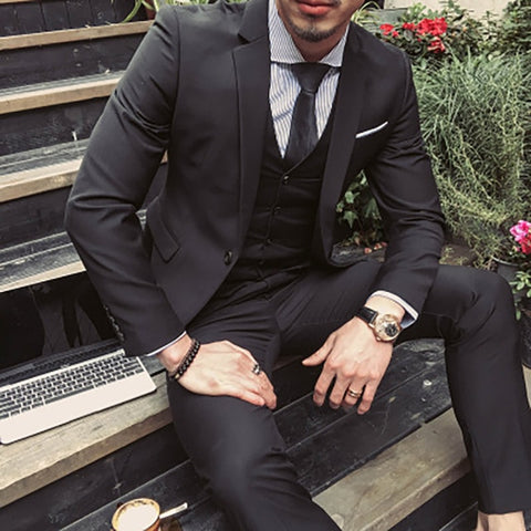 3Pc Wedding Suits for Men Autumn Blazer Pants Single Breasted Smart Casual Straight Female Slim Suits Plus Size 6XL Groom Suit