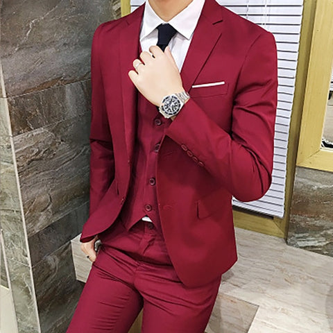 3Pc Wedding Suits for Men Autumn Blazer Pants Single Breasted Smart Casual Straight Female Slim Suits Plus Size 6XL Groom Suit