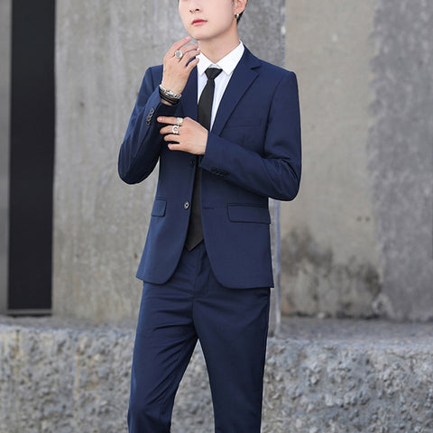 Men Suit Jacket+Pants 2019 Autumn New Fashion Solid Casual Business Slim Fit Wedding Suits Male Costume Homme Men's Classic Suit