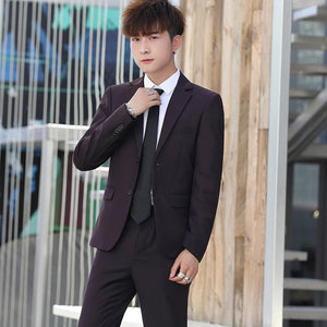 Men Suit Jacket+Pants 2019 Autumn New Fashion Solid Casual Business Slim Fit Wedding Suits Male Costume Homme Men's Classic Suit
