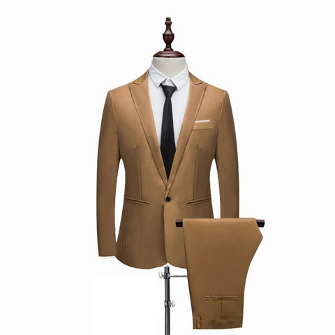 MJARTORIA Luxury Mens Suit Slim Fit Blazers For Men Costume Business Formal Party Casual  Wear Suits (Jacket+Pants)
