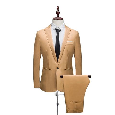 MJARTORIA Luxury Mens Suit Slim Fit Blazers For Men Costume Business Formal Party Casual  Wear Suits (Jacket+Pants)