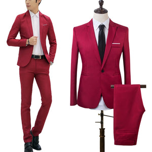 2 PCS Men New Slim Fit Formal Business Suit Mens Coat Pants Party Wedding Prom Men Suit Costume Homme 2019