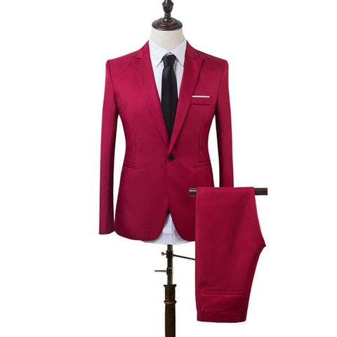 2 PCS Men New Slim Fit Formal Business Suit Mens Coat Pants Party Wedding Prom Men Suit Costume Homme 2019