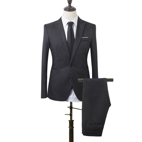 2 PCS Men New Slim Fit Formal Business Suit Mens Coat Pants Party Wedding Prom Men Suit Costume Homme 2019