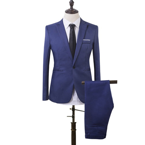 2 PCS Men New Slim Fit Formal Business Suit Mens Coat Pants Party Wedding Prom Men Suit Costume Homme 2019