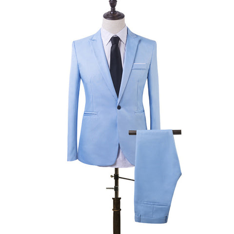 2 PCS Men New Slim Fit Formal Business Suit Mens Coat Pants Party Wedding Prom Men Suit Costume Homme 2019