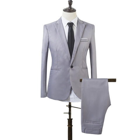 2 PCS Men New Slim Fit Formal Business Suit Mens Coat Pants Party Wedding Prom Men Suit Costume Homme 2019