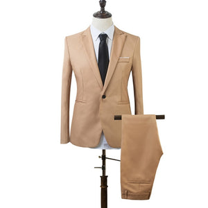2 PCS Men New Slim Fit Formal Business Suit Mens Coat Pants Party Wedding Prom Men Suit Costume Homme 2019