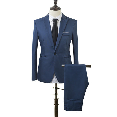 2 PCS Men New Slim Fit Formal Business Suit Mens Coat Pants Party Wedding Prom Men Suit Costume Homme 2019