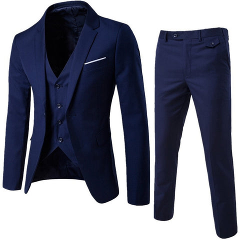 HEFLASHOR 2019 Men's Fashion Slim Suits Men's Business Casual Clothing Groomsman Three-piece Suit Blazers Jacket Pants Sets