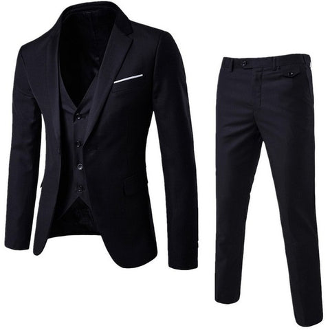 HEFLASHOR 2019 Men's Fashion Slim Suits Men's Business Casual Clothing Groomsman Three-piece Suit Blazers Jacket Pants Sets