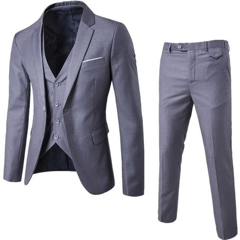 HEFLASHOR 2019 Men's Fashion Slim Suits Men's Business Casual Clothing Groomsman Three-piece Suit Blazers Jacket Pants Sets