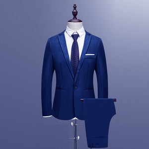 2019 Spring Autumn Men's Suits Slim Button Pure Color Blazer Suits Male Casual Business Blazer Suits