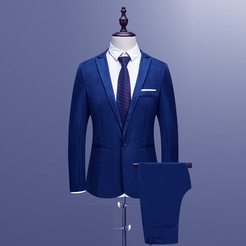 2019 Spring Autumn Men's Suits Slim Button Pure Color Blazer Suits Male Casual Business Blazer Suits