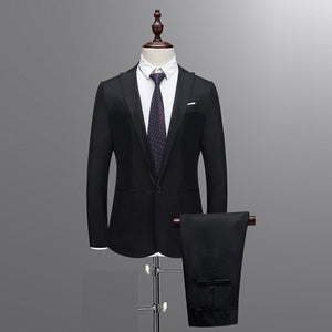 2019 Spring Autumn Men's Suits Slim Button Pure Color Blazer Suits Male Casual Business Blazer Suits