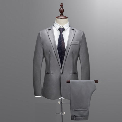 2019 Spring Autumn Men's Suits Slim Button Pure Color Blazer Suits Male Casual Business Blazer Suits