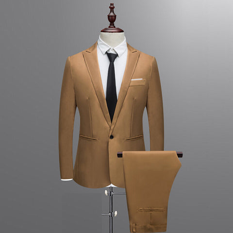 2019 Spring Autumn Men's Suits Slim Button Pure Color Blazer Suits Male Casual Business Blazer Suits