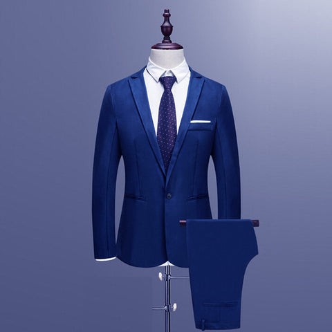 2019 Spring Autumn Men's Suits Slim Button Pure Color Blazer Suits Male Casual Business Blazer Suits