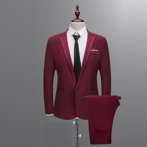 2019 Spring Autumn Men's Suits Slim Button Pure Color Blazer Suits Male Casual Business Blazer Suits