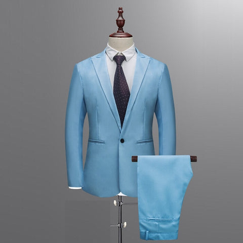 2019 Spring Autumn Men's Suits Slim Button Pure Color Blazer Suits Male Casual Business Blazer Suits