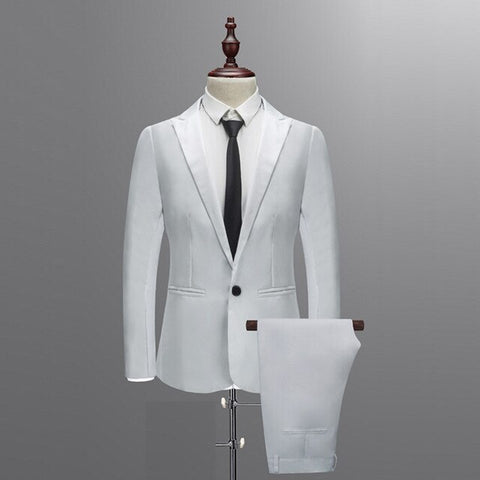 2019 Spring Autumn Men's Suits Slim Button Pure Color Blazer Suits Male Casual Business Blazer Suits