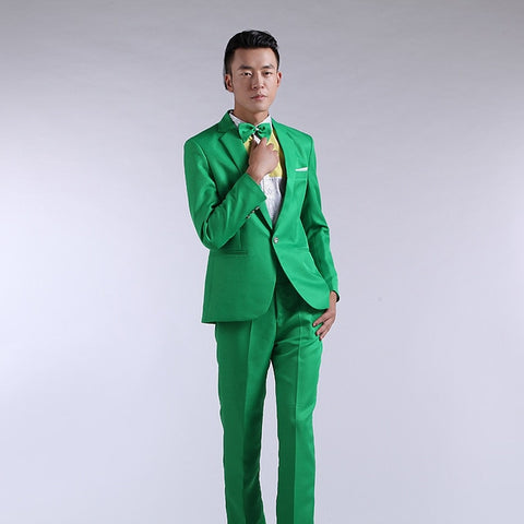 Suit Men New 2019 Long-Sleeved Men's Suits Dress Hosted Theatrical Tuxedos For Men Wedding Prom Red Yellow Blue And Green M L XL