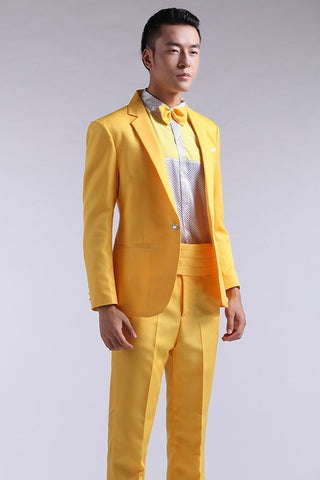 Suit Men New 2019 Long-Sleeved Men's Suits Dress Hosted Theatrical Tuxedos For Men Wedding Prom Red Yellow Blue And Green M L XL