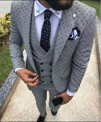 2019 Men's Poika dot Suit 3-Pieces latest coat pant designs Notch Lapel Tuxedos Groomsmen For Wedding/party(Blazer+vest+Pants)