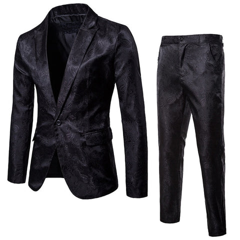 Purple Paisley Floral Gilding One Button Suit ( Jacket+Pants) Men 2018 Stage Party Weeding Tuxedo Blazer Men Terno Masculino 2XL